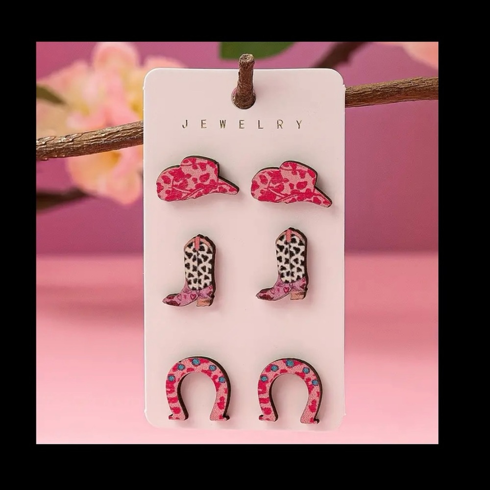 NWT…Western Cowgirl Stuff Earrings 3 pair
